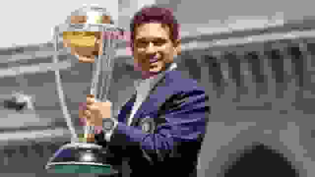Sachin Tendulkar celebrates the 2011 World Cup win at Wankhede Stadium