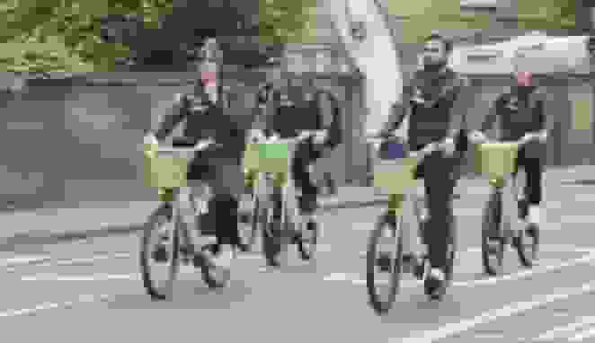 England stars arrive on cycles 