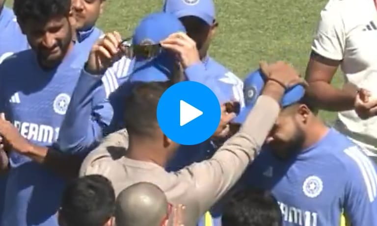 Watch Riyan Parag get emotional as he receives his debut India cap from his father